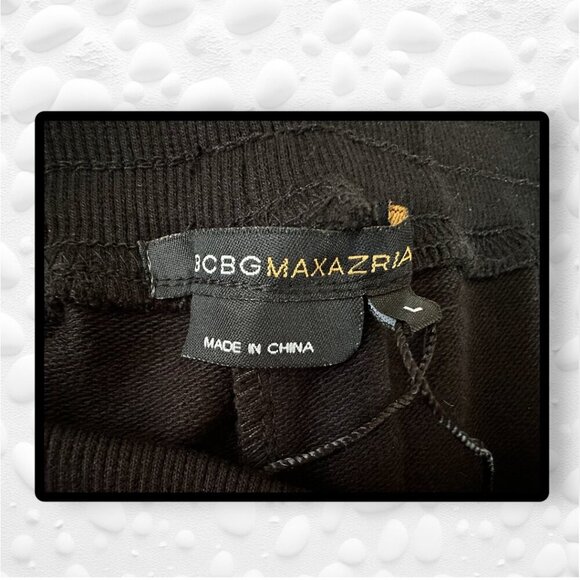 VINTAGE BCCG MaxAzria Black Lounge 3/4 length Sequin LOVE BCBG Logo Sweats - 30" - Picture 7 of 7